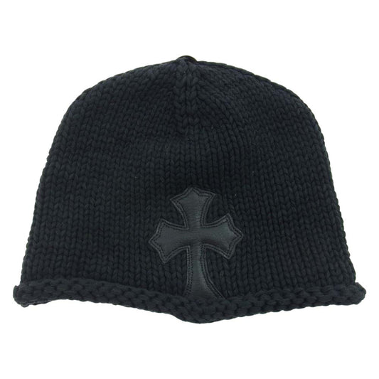 CHROME HEARTS クロムハーツ（原本無） クロスパッチ ビーニー ニットキャップ ニット帽 ブラック系【中古】