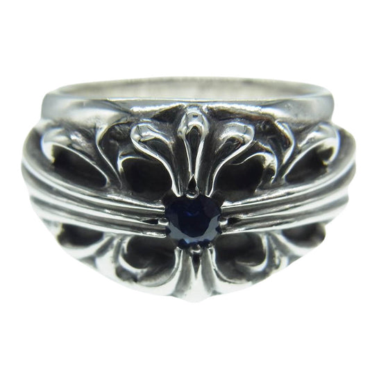 CHROME HEARTS クロムハーツ（原本有） FLRL CRS 1SAP フローラルクロス 1サファイア リング シルバー系 21号【中古】