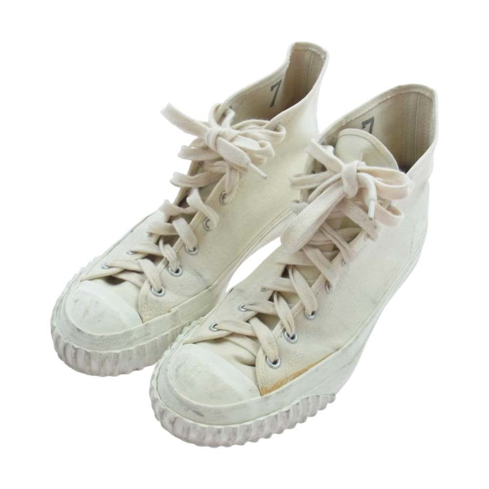 The REAL McCOY'S ザリアルマッコイズ MILITARY CANVAS TRAINING SHOES ミリタリー キャンバス ハイカット スニーカー ホワイト系 ７【中古】