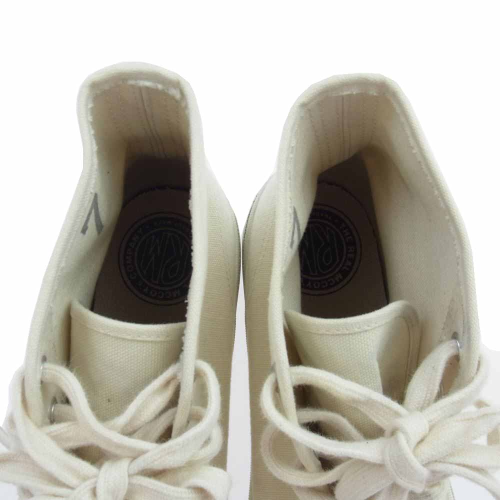 The REAL McCOY'S ザリアルマッコイズ MILITARY CANVAS TRAINING SHOES ミリタリー キャンバス ハイカット スニーカー ホワイト系 ７【中古】