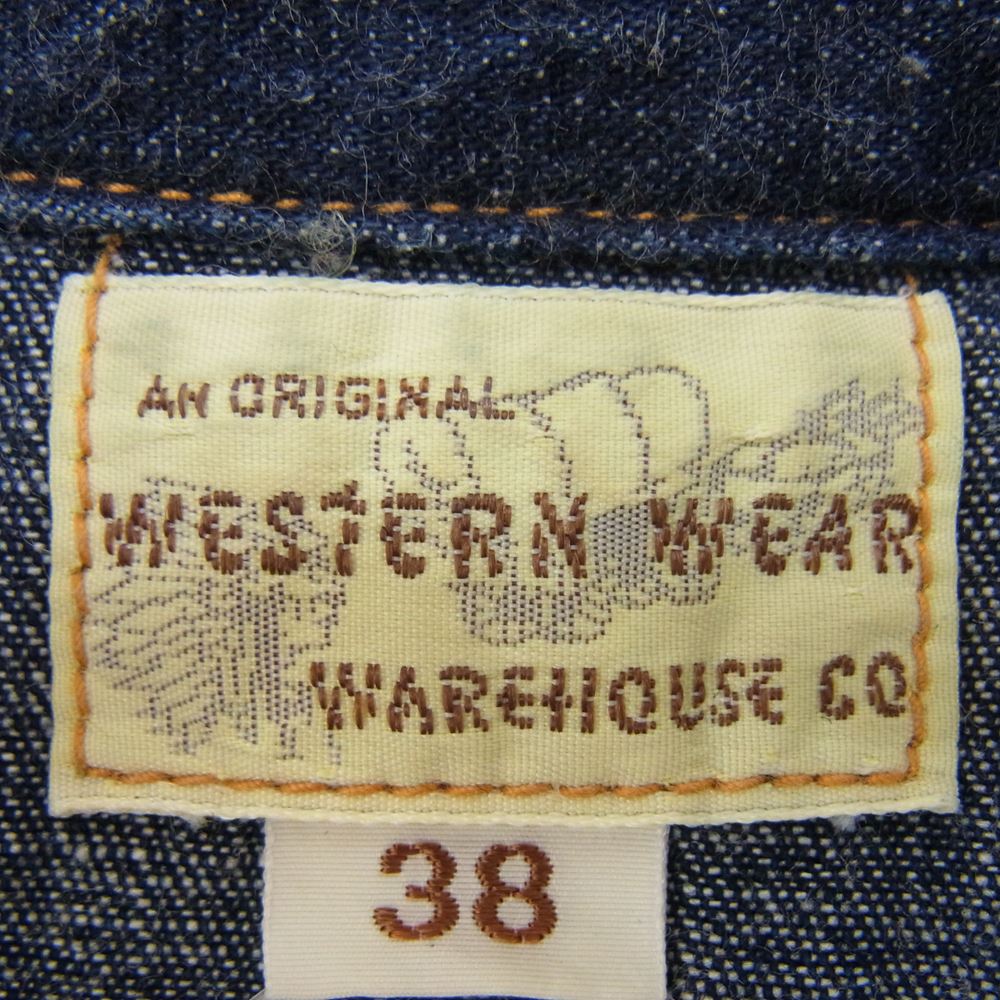 WAREHOUSE ウエアハウス 22SS LOT 3038 DENIM WESTERN SHIRTS デニム ウエスタ ン シャツ インディゴブルー系 38【中古】