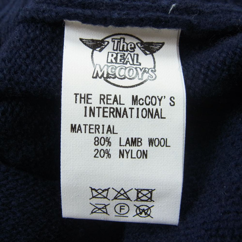 The REAL McCOY'S ザリアルマッコイズ MC21114 WOOL CREW NECK SWEATER ウール セーター ニット ネイビー系 38【中古】