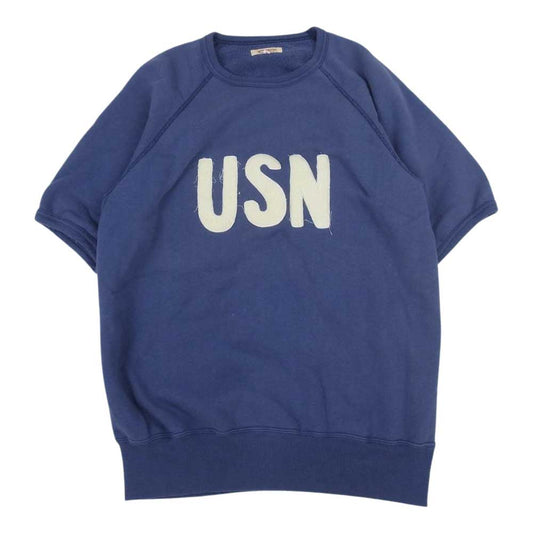 The REAL McCOY'S ザリアルマッコイズ MILITARY S/S SWEATSHIRT USN 吊り編み 半袖 スウェット ネイビー系 M【中古】