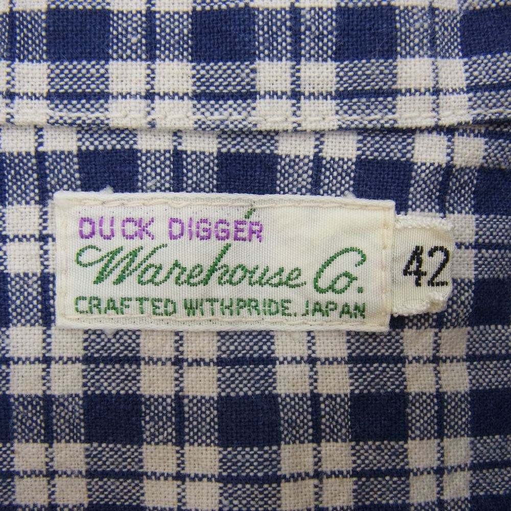 WAREHOUSE ウエアハウス Lot 2166 INDIGO ROUND COLLAR JACKET インディゴ ラウンドカラー ジャケット インディゴチェック ブルー系 42【中古】