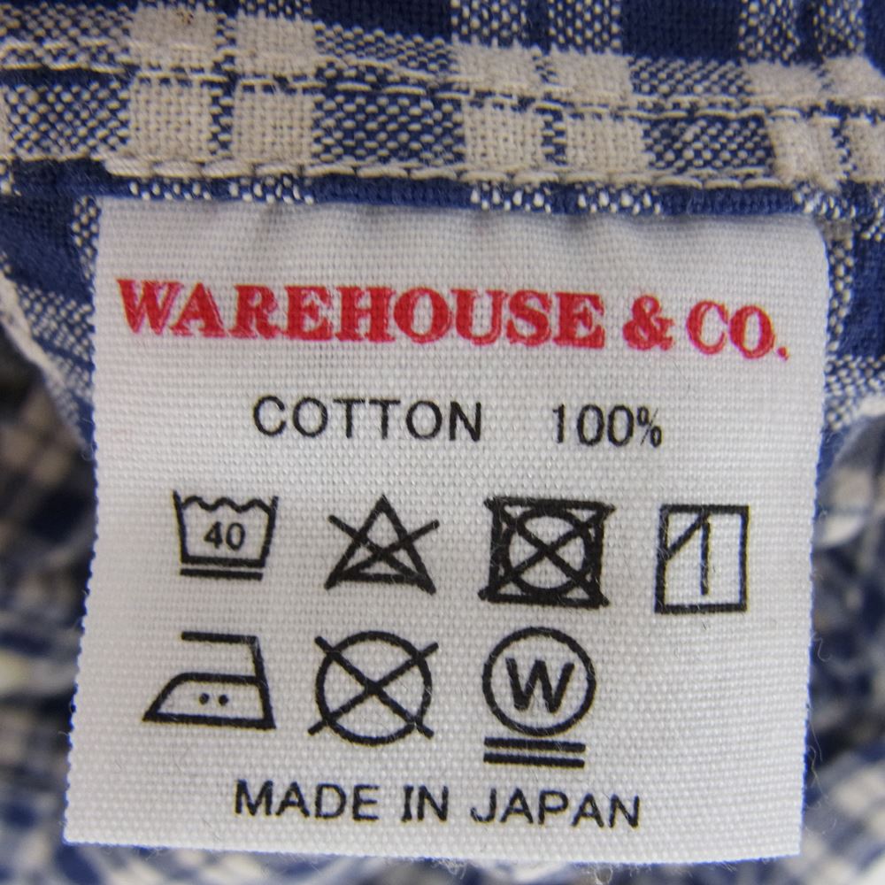 WAREHOUSE ウエアハウス Lot 2166 INDIGO ROUND COLLAR JACKET インディゴ ラウンドカラー ジャケット インディゴチェック ブルー系 42【中古】