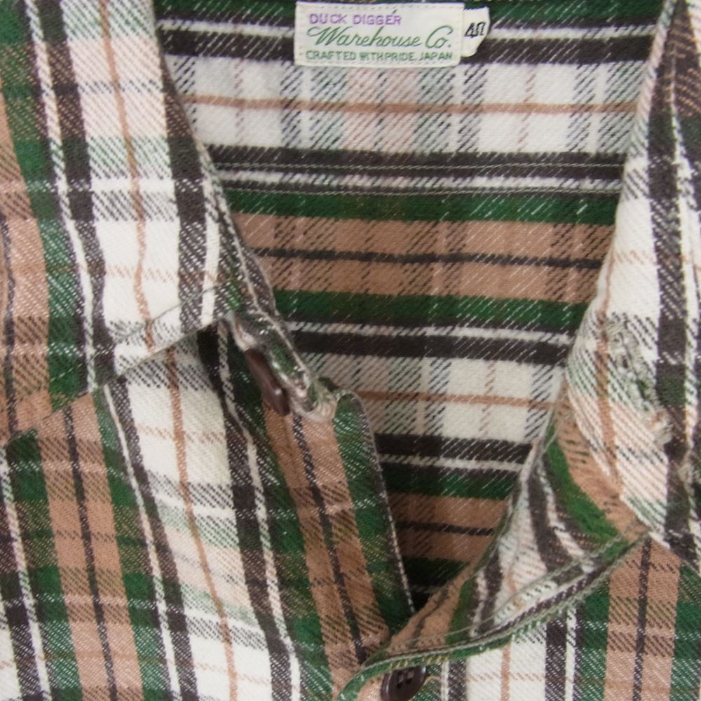 WAREHOUSE ウエアハウス Lot3022 FLANNEL SHIRTS CHIN STRAP チンストラップ フランネル ヘビーネル チェック 長袖 シャツ 40【中古】