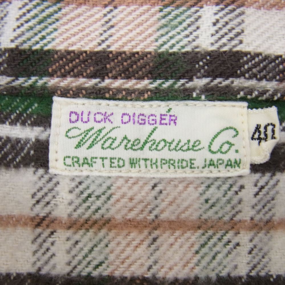 WAREHOUSE ウエアハウス Lot3022 FLANNEL SHIRTS CHIN STRAP チンストラップ フランネル ヘビーネル チェック 長袖 シャツ 40【中古】