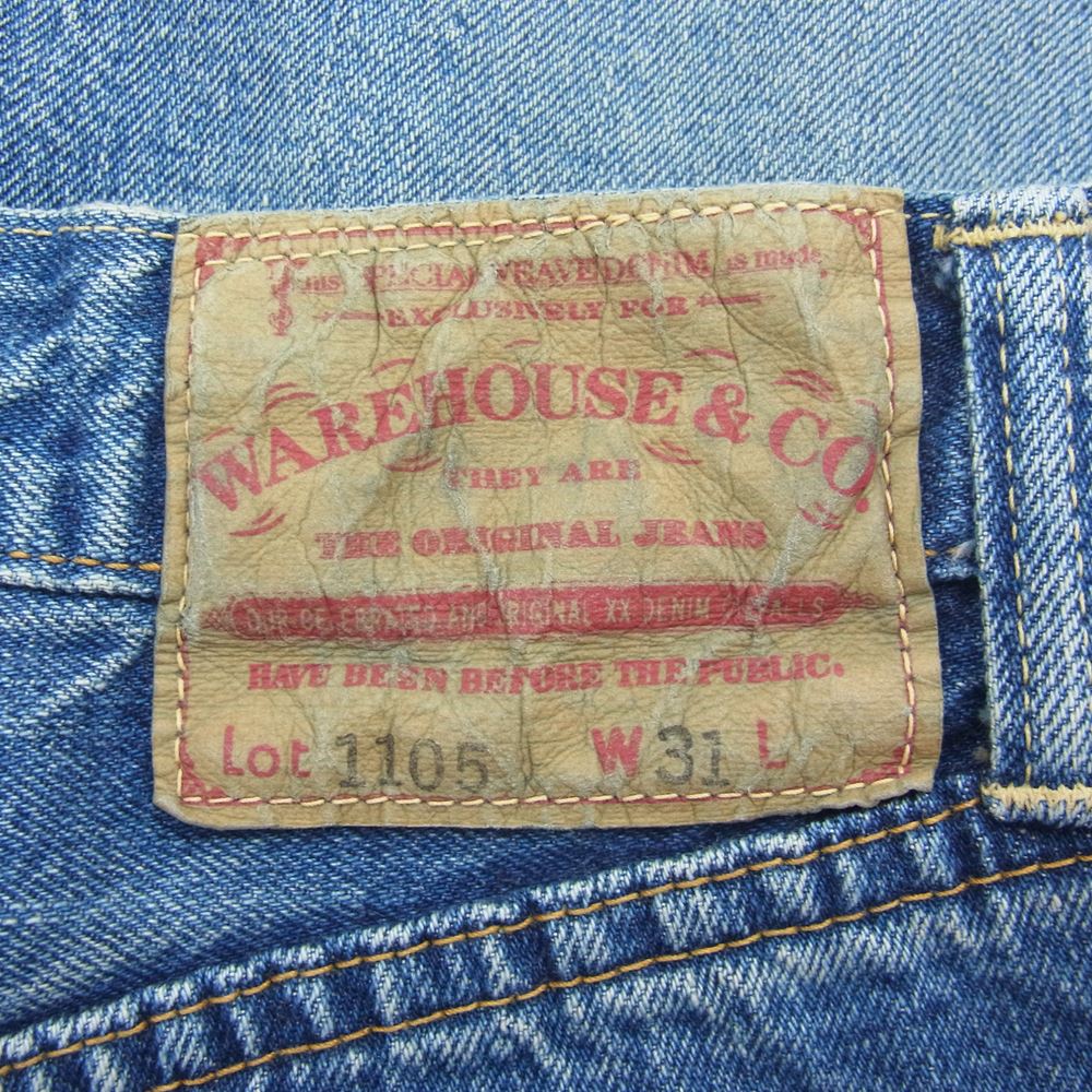 WAREHOUSE ウエアハウス Lot1105 2ND-HAND USED WASH 加工 ストレート デニム パンツ インディゴブルー系 31【中古】