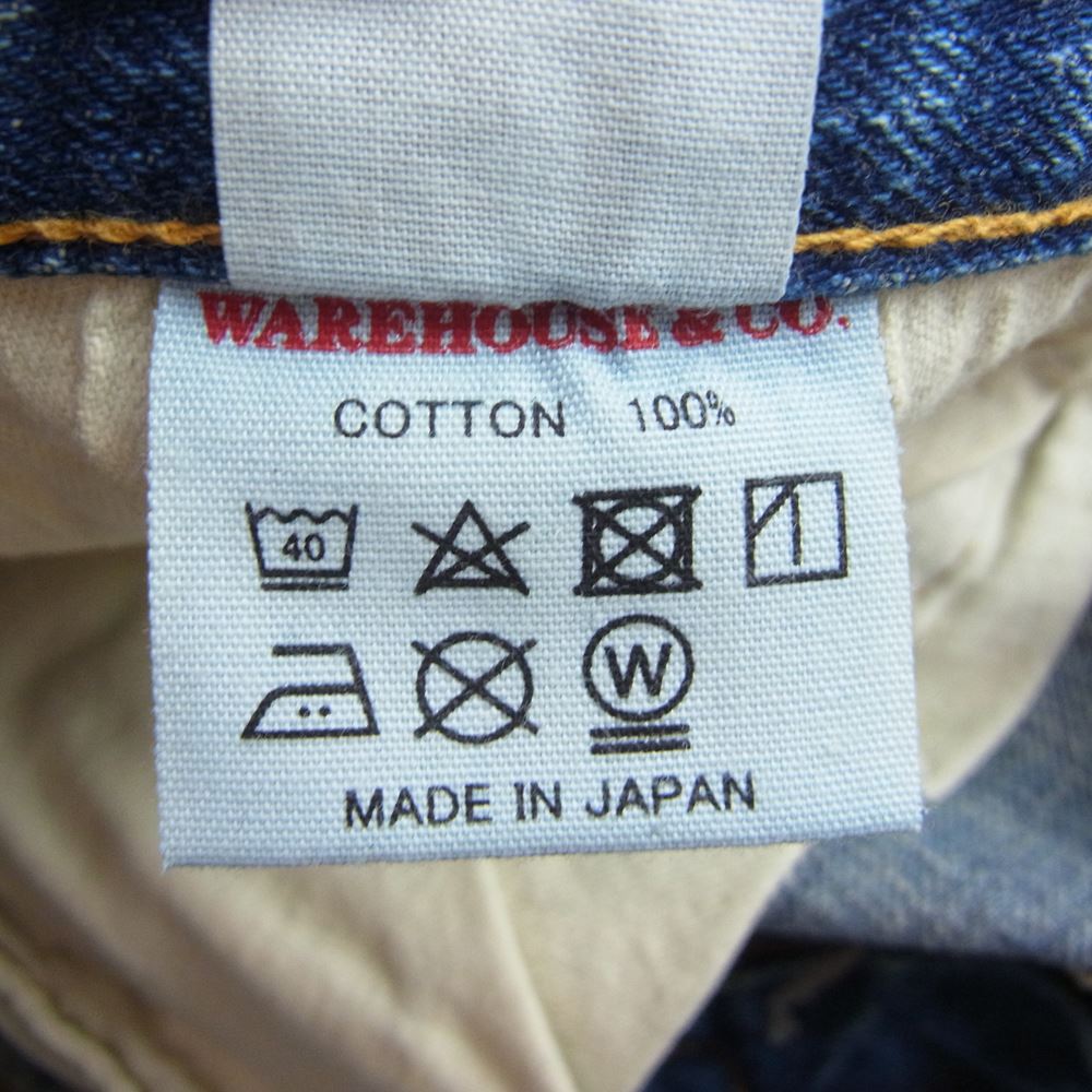 WAREHOUSE ウエアハウス Lot1105 2ND-HAND USED WASH 加工 ストレート デニム パンツ インディゴブルー系 31【中古】