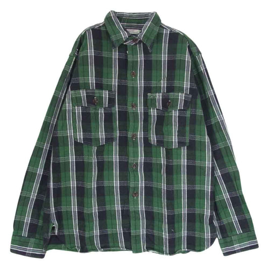 WAREHOUSE ウエアハウス Lot3022 FLANNEL SHIRTS CHIN STRAP チンストラップ フランネル ヘビーネル チェック 長袖 シャツ  グリーン系 40【中古】