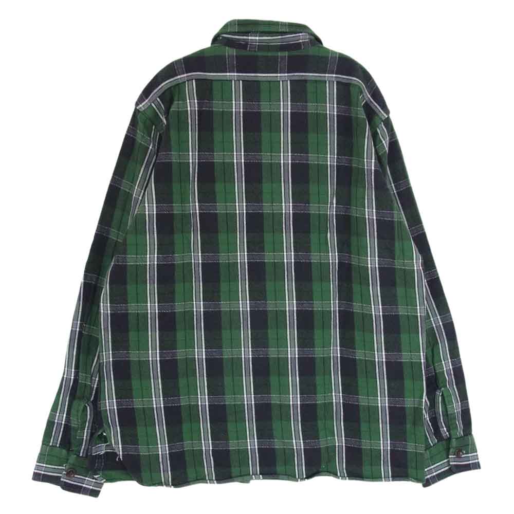 WAREHOUSE ウエアハウス Lot3022 FLANNEL SHIRTS CHIN STRAP チンストラップ フランネル ヘビーネル チェック 長袖 シャツ  グリーン系 40【中古】