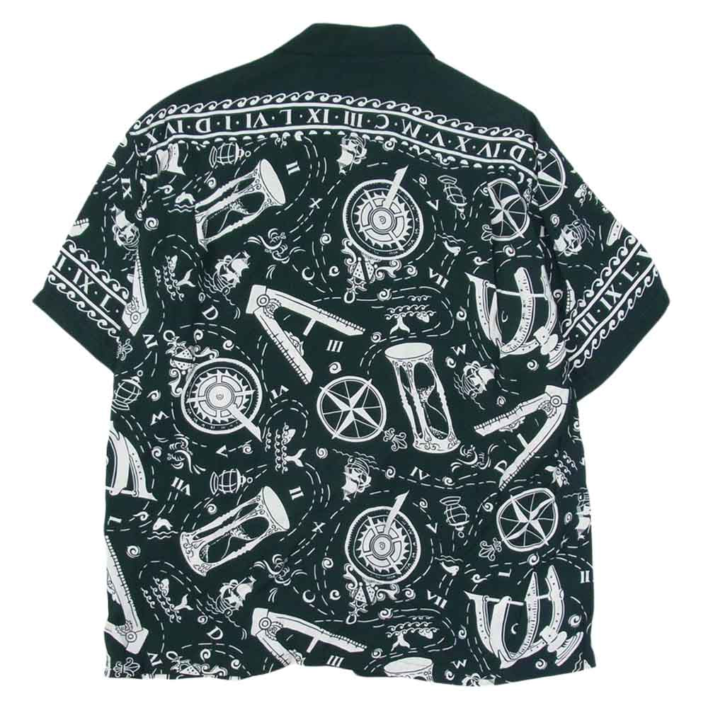 SUN SURF サンサーフ SS38810  RAYON HAWAIIAN SHIRT NAVIGATION OF THE SEA レーヨン ハワイアン 半袖 シャツ グリーン系 L【中古】