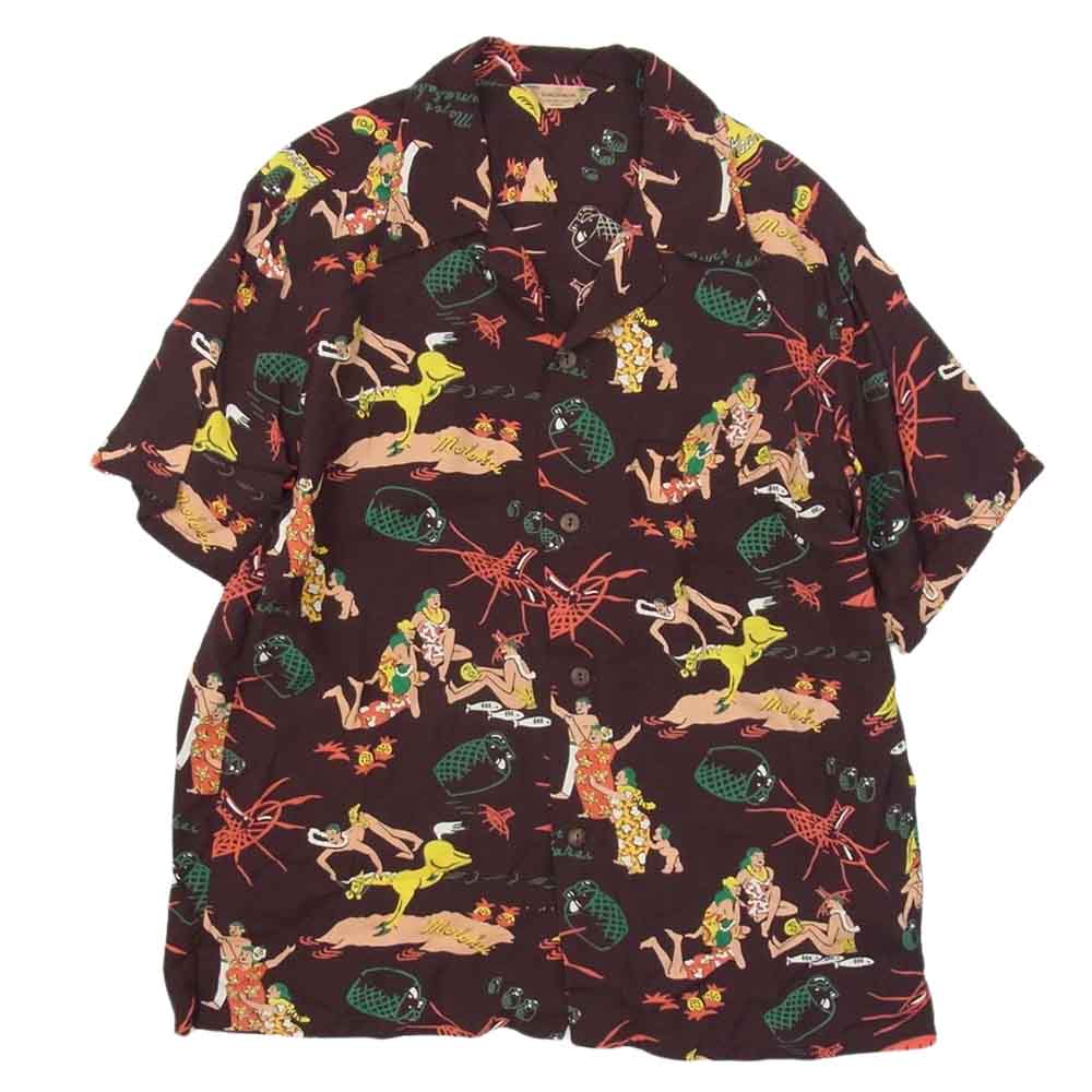 SUN SURF サンサーフ SS38680 SPECIAL EDITION MAYOR OF KAUNAKAKAI スペシャル エディション アロハ 半袖 シャツ マルチカラー系 ダークブラウン系 L【中古】