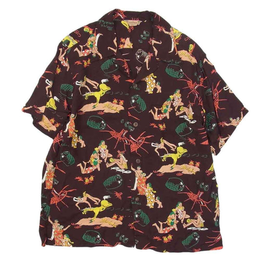 SUN SURF サンサーフ SS38680 SPECIAL EDITION MAYOR OF KAUNAKAKAI スペシャル エディション アロハ 半袖 シャツ マルチカラー系 ダークブラウン系 L【中古】