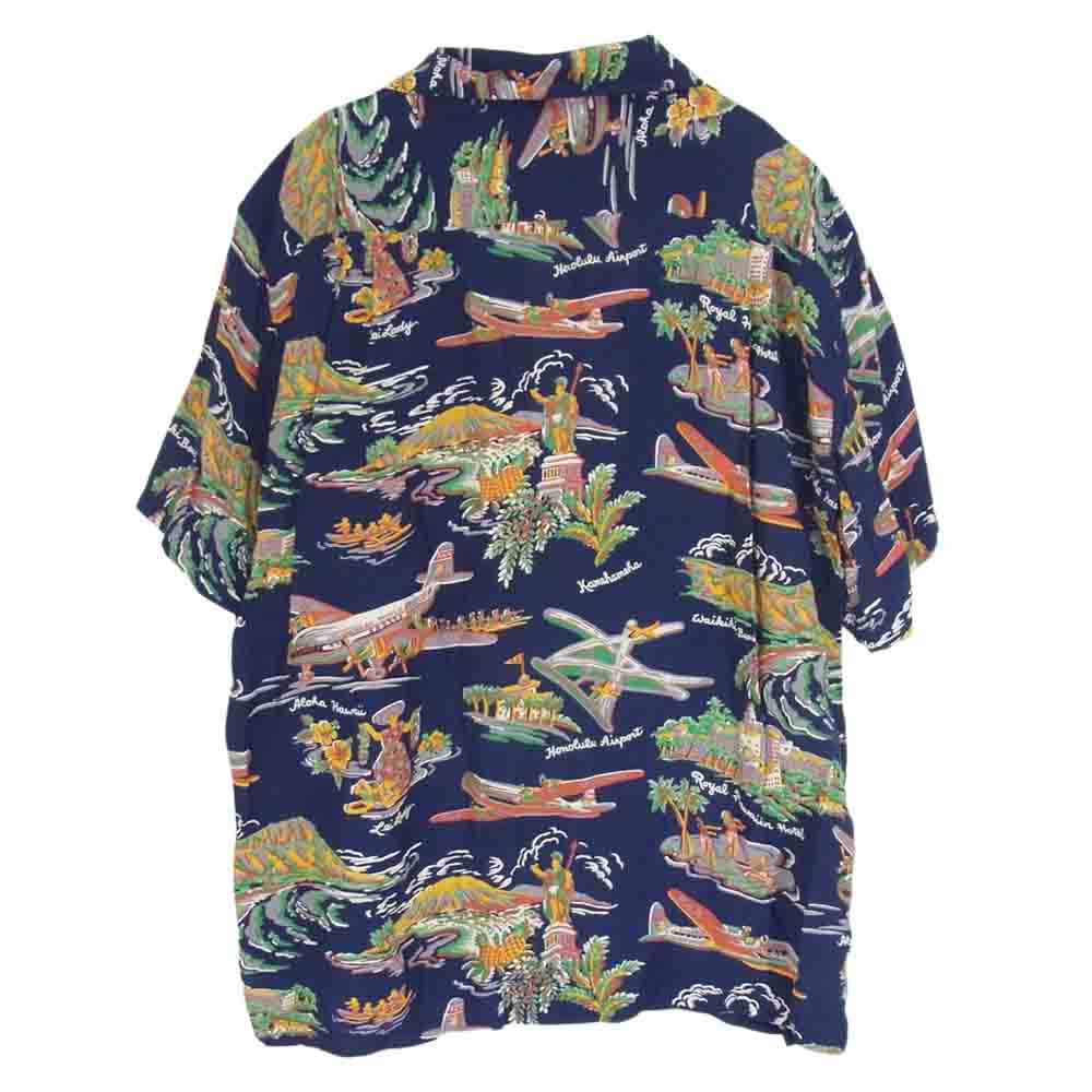SUN SURF サンサーフ SS38865 SPECIAL EDITION PAA AIR TRAVEL スペシャル エディション アロハ 半袖 シャツ L【中古】
