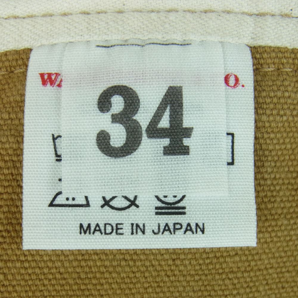 WAREHOUSE ウエアハウス Lot 1219 BROWN DUCK DOUBLE KNEE WORK PANTS ダック ダブルニー ワーク パンツ ブラウン系 34【中古】