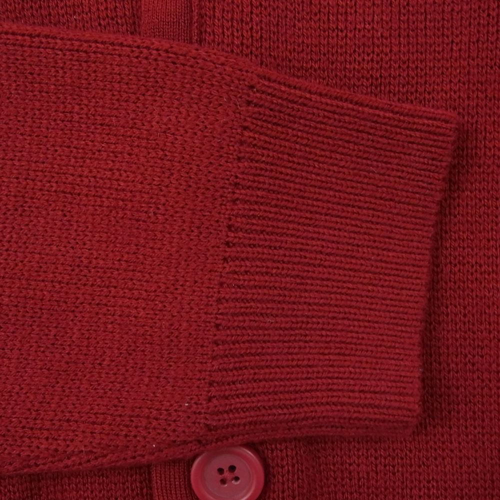 RAF SIMONS ラフシモンズ × FRED PERRY フレッドペリー Contrast Button Cardigan コントラストボタン ロゴ刺繍 Vネック カーディガン レッド系 M【中古】