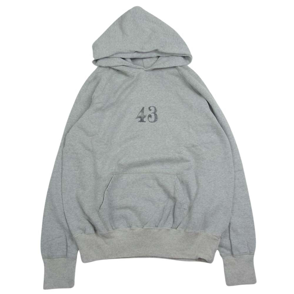 WAREHOUSE ウエアハウス Lot462 Sweat Raglan Hoodn ロゴ プリント パーカー グレー系 L【中古】