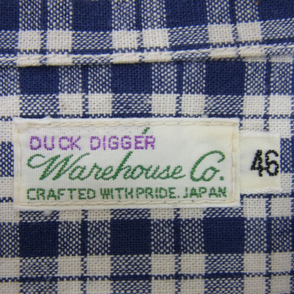 WAREHOUSE ウエアハウス Lot2166 Indigo Check Round Collar Jacket インディゴチェック ラウンドカラー ジャケット ブルー系 46【中古】