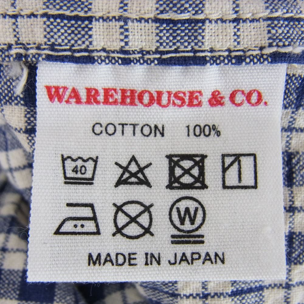 WAREHOUSE ウエアハウス Lot2166 Indigo Check Round Collar