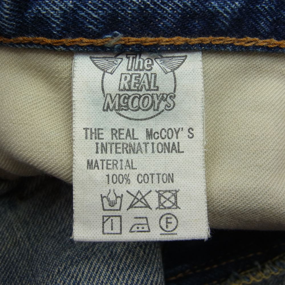 The REAL McCOY'S ザリアルマッコイズ MP21012 Lot001XX WASHED 加工 ボタンフライ ストレート デニム パンツ インディゴブルー系 30【中古】