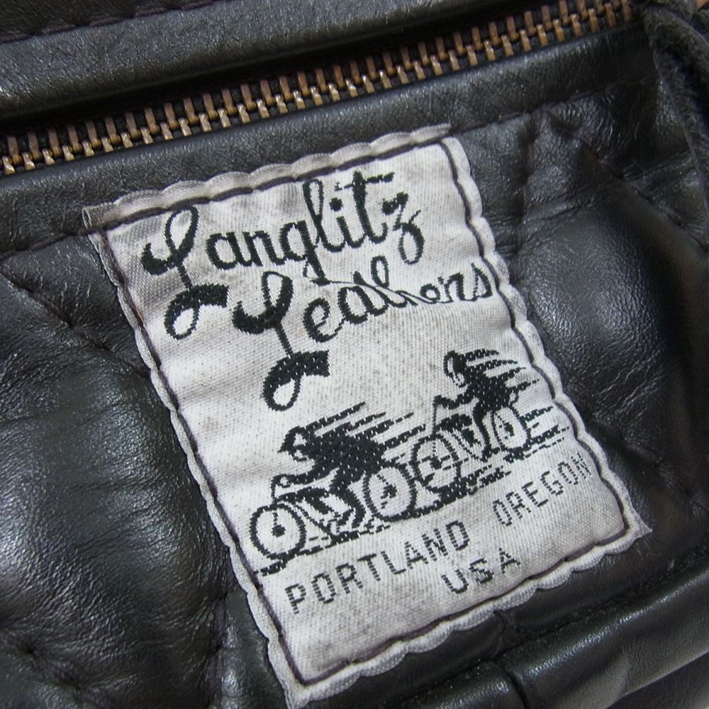 LANGLITZ LEATHERS ラングリッツレザーズ Padded Outside Pocket Waist Bag パデッド レザー ウエスト バッグ アウトサイド ポケット ブラック系【中古】