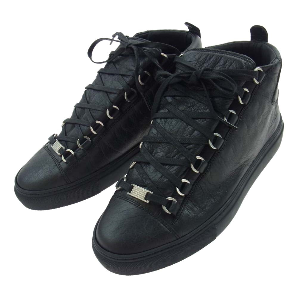 BALENCIAGA バレンシアガ 483497 レザー ハイカット スニーカー ブラック系 39【極上美品】【中古】