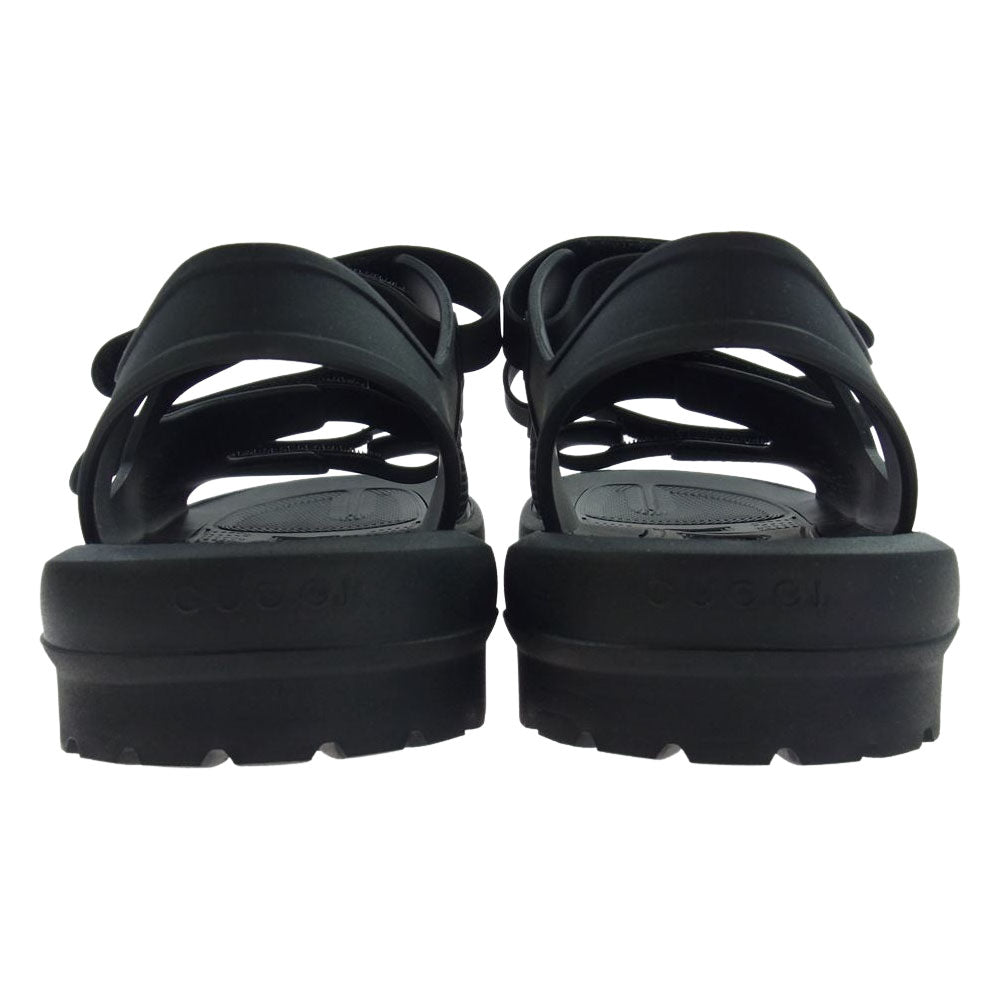 GUCCI グッチ 692415 ロゴ ラバー サンダル ブラック系 7【新古品】【未使用】【中古】