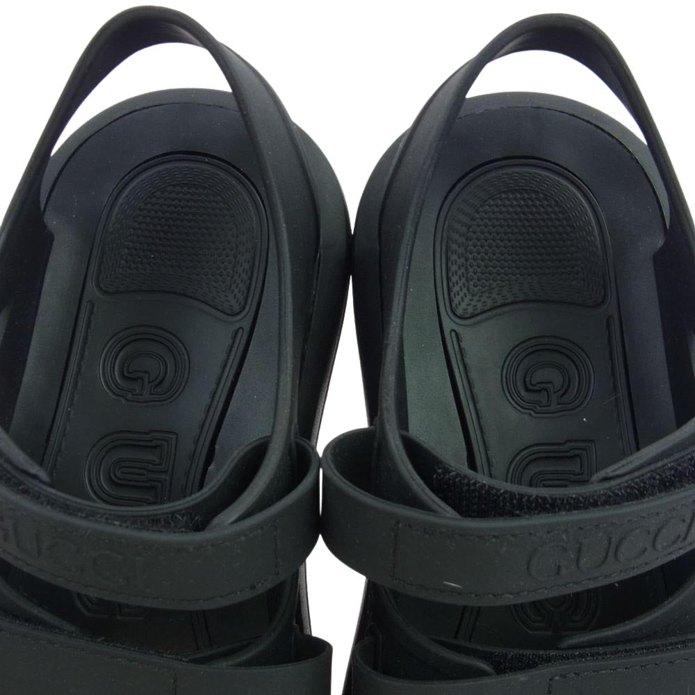 GUCCI グッチ 692415 ロゴ ラバー サンダル ブラック系 7【新古品】【未使用】【中古】