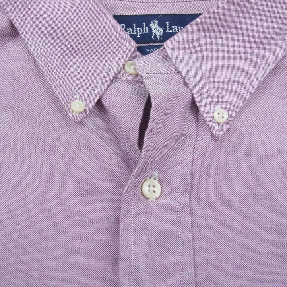 RALPH LAUREN ラルフローレン ボタンダウン シャツ 長袖 刺繍 ピンク パープル系 17-33【中古】