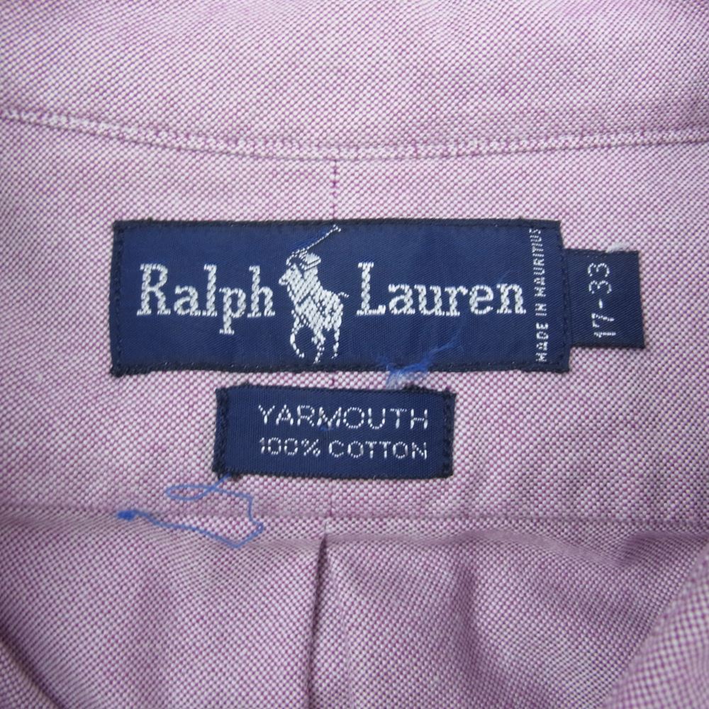 RALPH LAUREN ラルフローレン ボタンダウン シャツ 長袖 刺繍 ピンク パープル系 17-33【中古】