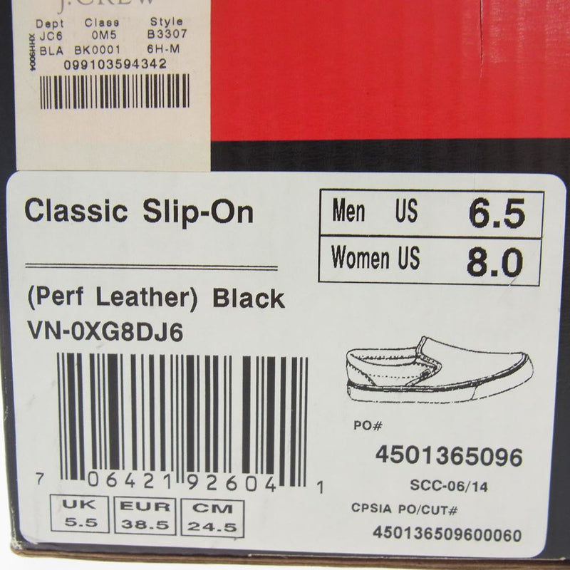 VANS バンズ VN-0XG8DJ6 CLASSIC SLIP-ON Perf Leather クラシック スリッポン スニーカー ブラック系 24.5cm【中古】