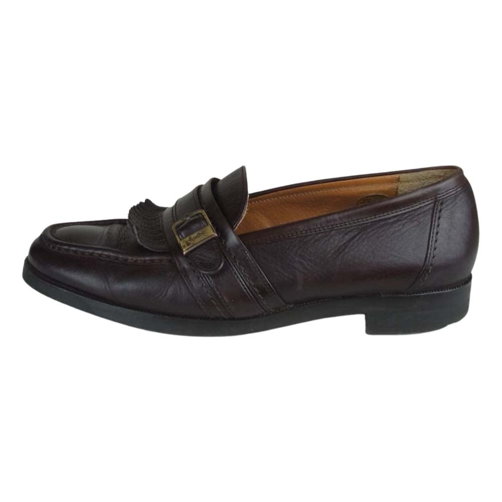 SAINT LAURENT サンローラン キルト タッセル ローファー ブラウン系 25.5【中古】