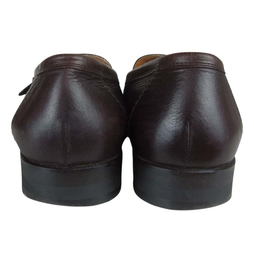 SAINT LAURENT サンローラン キルト タッセル ローファー ブラウン系 25.5【中古】