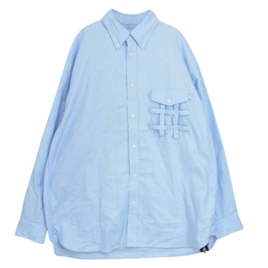 タカヒロミヤシタザソロイスト 21AW ss.0011a ジップ装飾 長袖 BD シャツ ブルー系 48【中古】