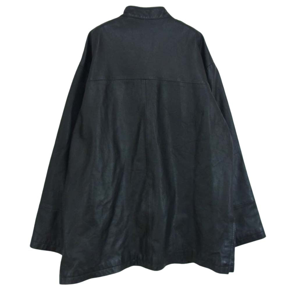 Yohji Yamamoto ヨウジヤマモト UM-J53-701 S'YTE サイト Sheepskin Leather Washed China Jacket シープスキン レザー ウォッシュド チャイナ ジャケット ブラック系 3【中古】