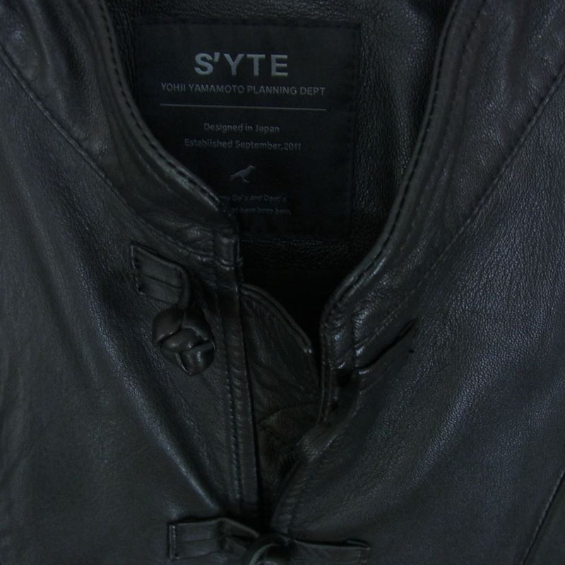 Yohji Yamamoto ヨウジヤマモト UM-J53-701 S'YTE サイト Sheepskin Leather Washed China Jacket シープスキン レザー ウォッシュド チャイナ ジャケット ブラック系 3【中古】
