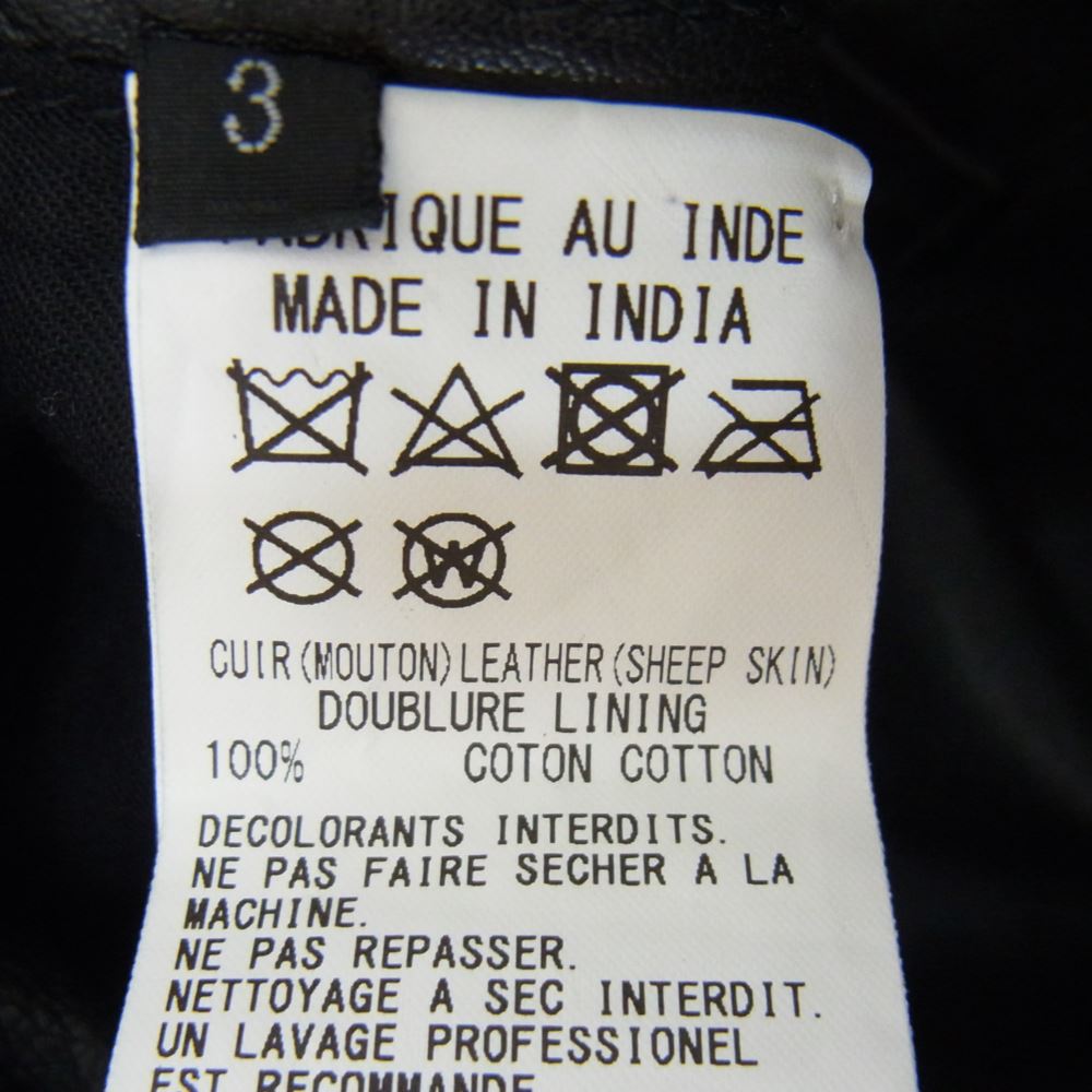 Yohji Yamamoto ヨウジヤマモト UM-J53-701 S'YTE サイト Sheepskin Leather Washed China Jacket シープスキン レザー ウォッシュド チャイナ ジャケット ブラック系 3【中古】