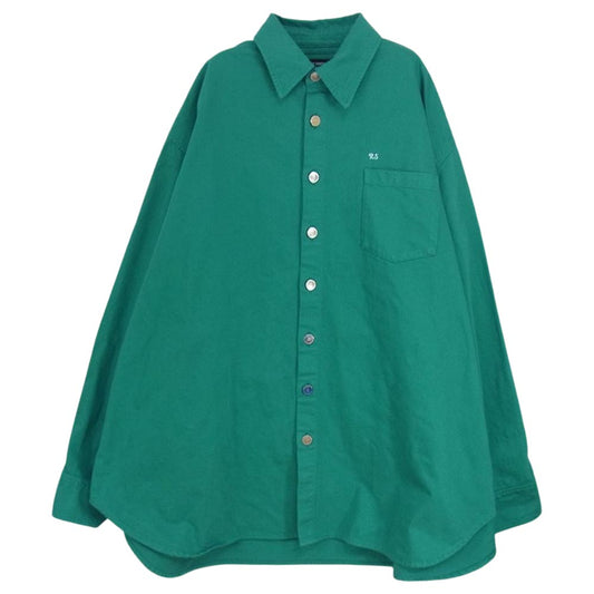 RAF SIMONS ラフシモンズ 21AW MOD.212-M243 Big fit denim shirt ロゴパッチ ビッグフィット デニム シャツ グリーン系 S【中古】