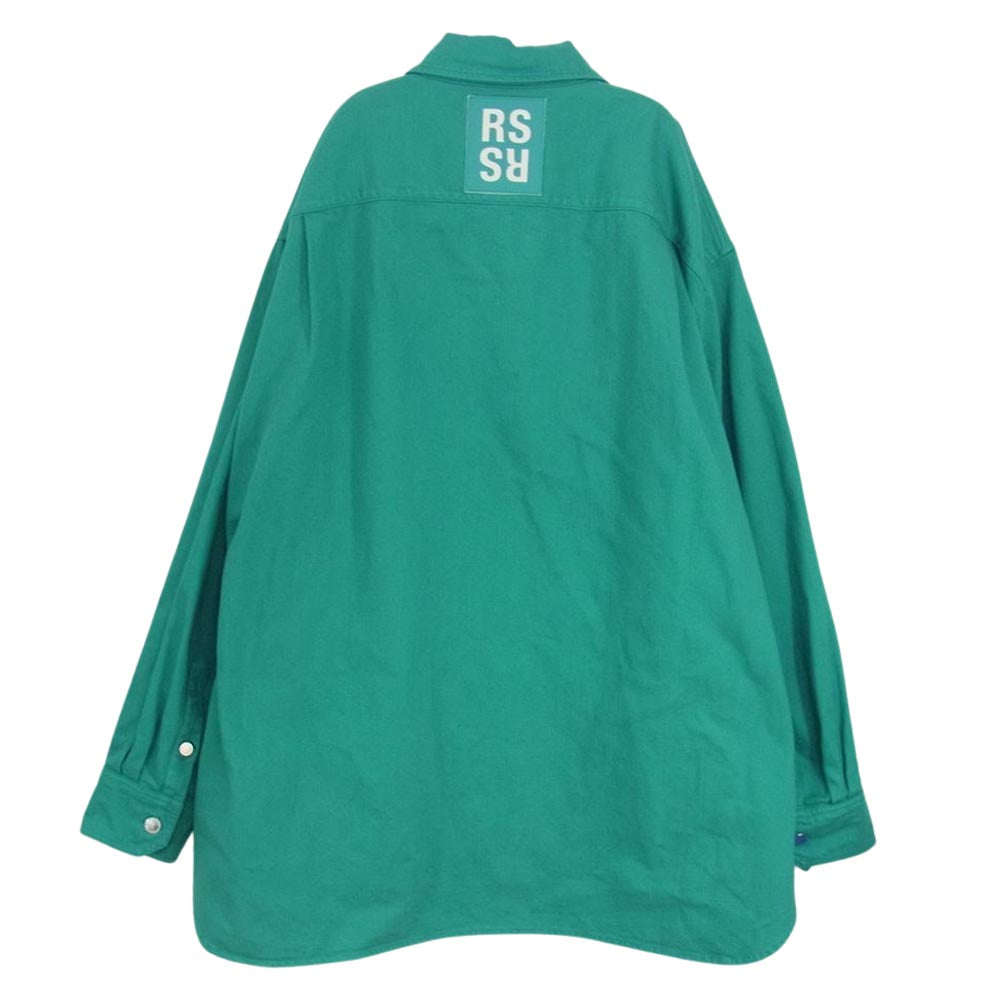 RAF SIMONS ラフシモンズ 21AW MOD.212-M243 Big fit denim shirt ロゴパッチ ビッグフィット デニム シャツ グリーン系 S【中古】