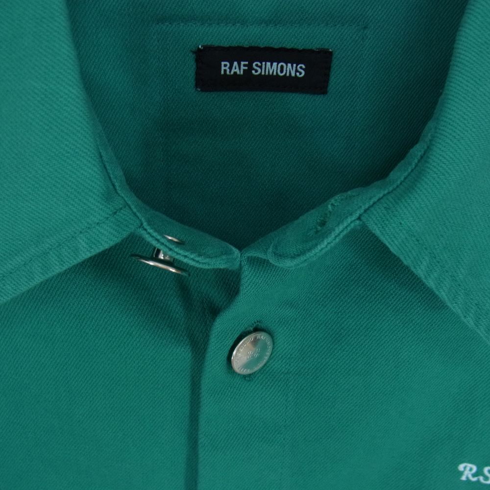 RAF SIMONS ラフシモンズ 21AW MOD.212-M243 Big fit denim shirt ロゴパッチ ビッグフィット デニム シャツ グリーン系 S【中古】