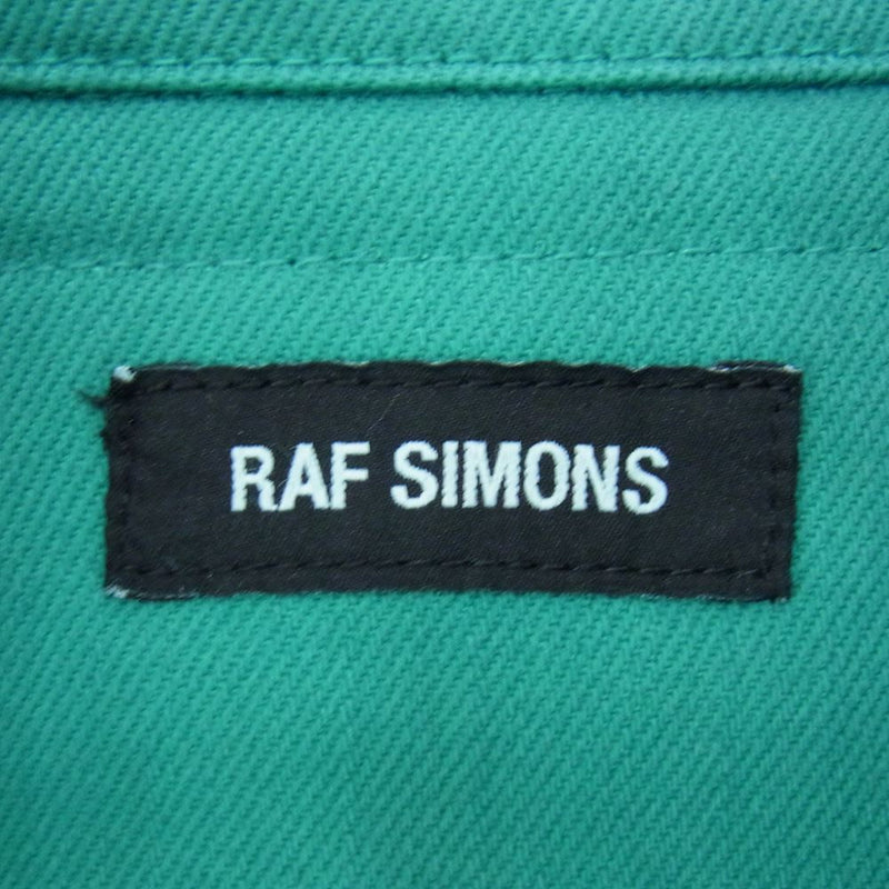 RAF SIMONS ラフシモンズ 21AW MOD.212-M243 Big fit denim shirt ロゴパッチ ビッグフィット デニム シャツ グリーン系 S【中古】