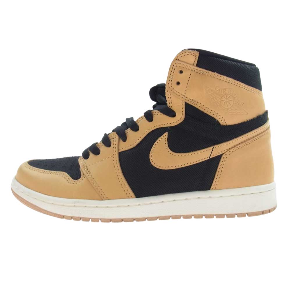 NIKE AIR JORDAN ナイキ ジョーダン 555088-202 1 RETRO HIGH OG Vachetta Tan レトロ ハイ バケッタ タン ハイカット スニーカー ブラック系 ブラウン系 26cm【美品】【中古】