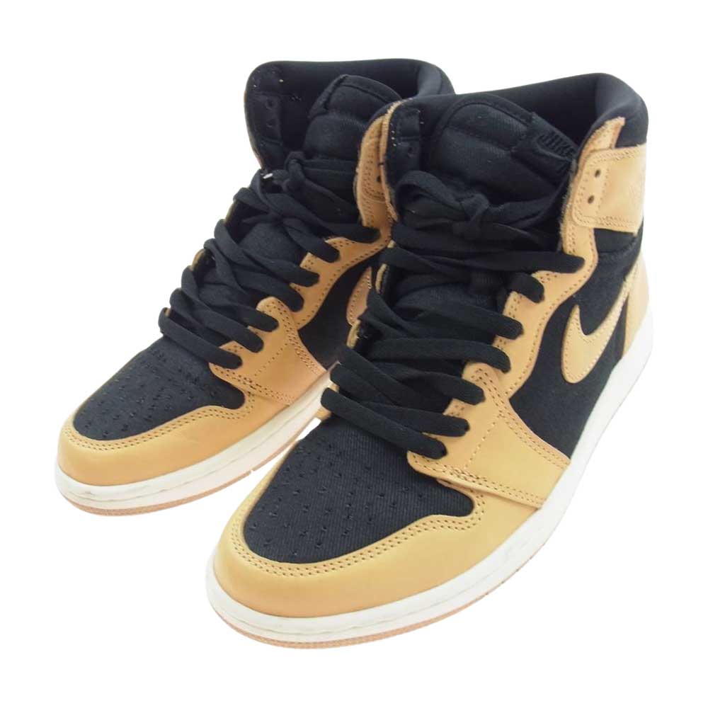 NIKE AIR JORDAN ナイキ ジョーダン 555088-202 1 RETRO HIGH OG Vachetta Tan レトロ ハイ バケッタ タン ハイカット スニーカー ブラック系 ブラウン系 26cm【美品】【中古】