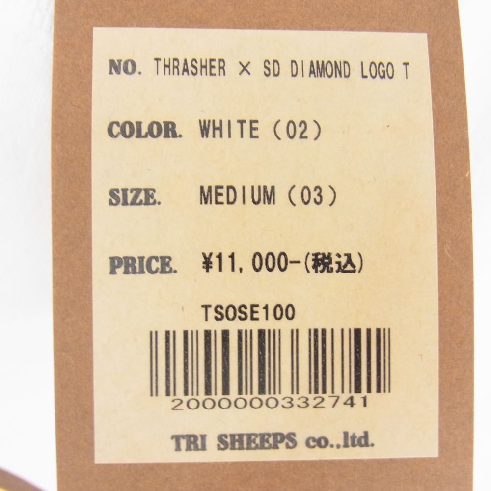 STANDARD CALIFORNIA スタンダードカリフォルニア THRASHER × SD Diamond Logo T 20周年 ロゴ 半袖 Tシャツ ホワイト系 M【新古品】【未使用】【中古】