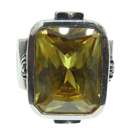 ROYAL ORDER ロイヤルオーダー GOD SQUARE WITH CRYSTAL ゴッド スクエア ホワイト ジルコニア リング シルバー系 12号【中古】