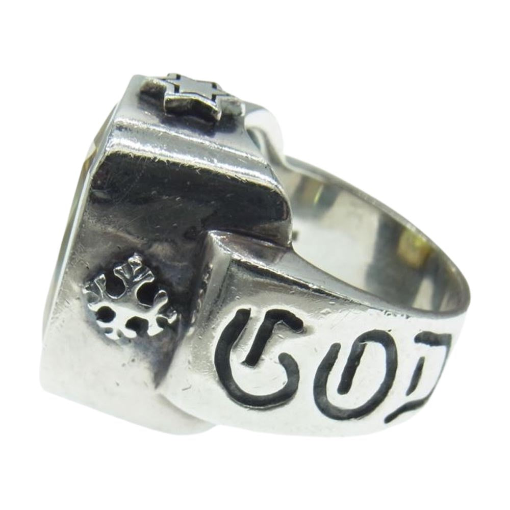 ROYAL ORDER ロイヤルオーダー GOD SQUARE WITH CRYSTAL ゴッド スクエア ホワイト ジルコニア リング シルバー系 12号【中古】