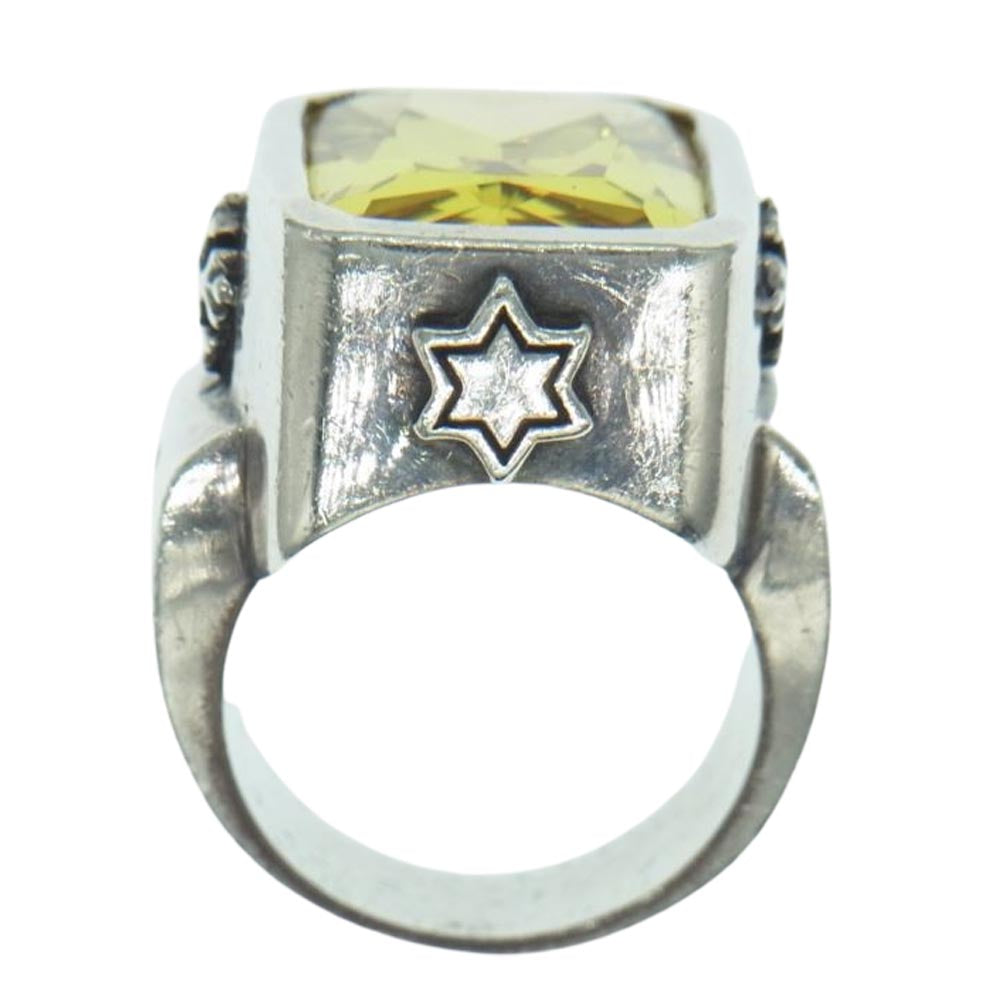 ROYAL ORDER ロイヤルオーダー GOD SQUARE WITH CRYSTAL ゴッド スクエア ホワイト ジルコニア リング シルバー系 12号【中古】