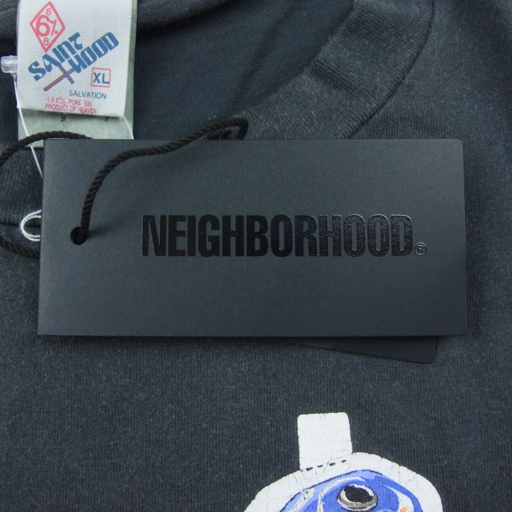 SAINT MICHAEL セントマイケル 23SS SM-S23-0000-114 × NEIGHBORHOOD ネイバーフッド S/S T-SHIRT バイク プリント Tシャツ ブラック系 XL【美品】【中古】