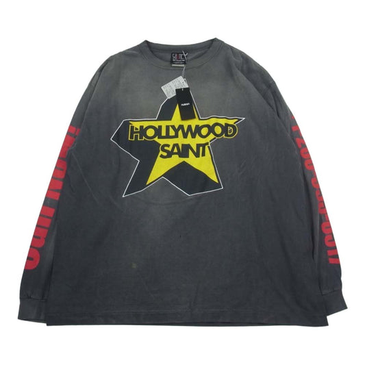 SAINT MICHAEL セントマイケル 23SS SM-S23-0000-028 LS TEE/ST HOLLYHOOD/BLAC ロングスリーブ 長袖 Tシャツ ハリウッド ブラック系 XXL【美品】【中古】